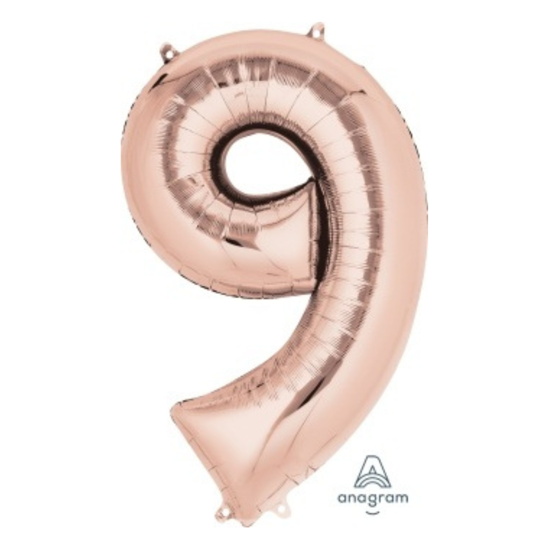 FOIL BALLOON LARGE ROSE GOLD NINE 9