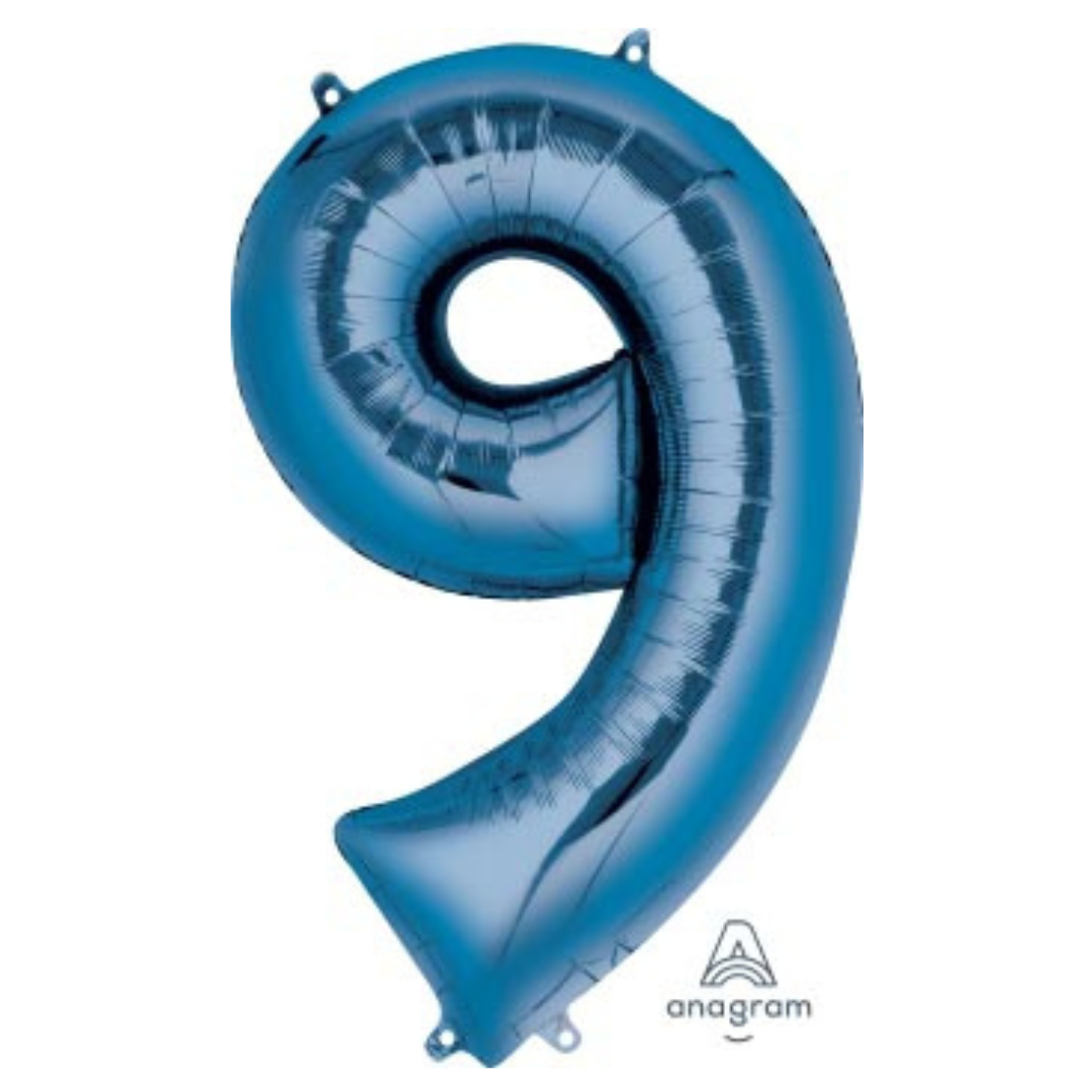 FOIL BALLOON LARGE BLUE NINE 9