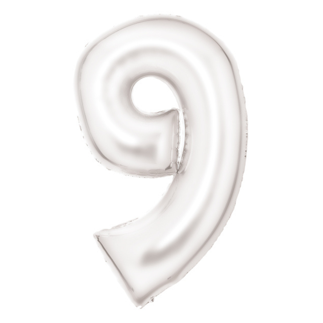 FOIL BALLOON LARGE SILK WHITE NINE 9