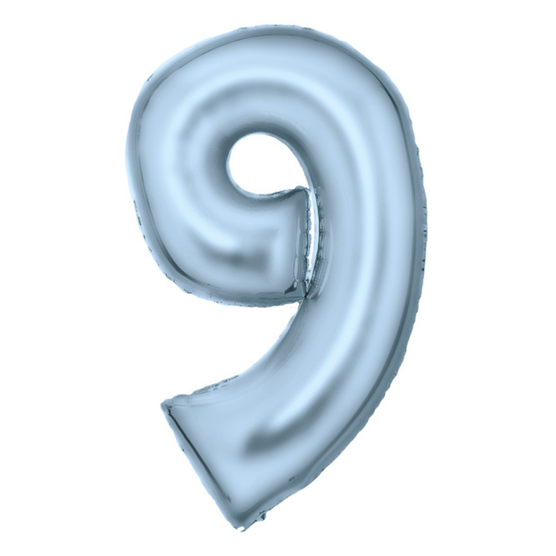FOIL BALLOON LARGE PASTEL BLUE NINE 9