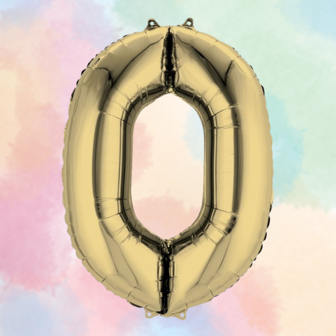 FOIL BALLOON LARGE WHITE GOLD ZERO 0
