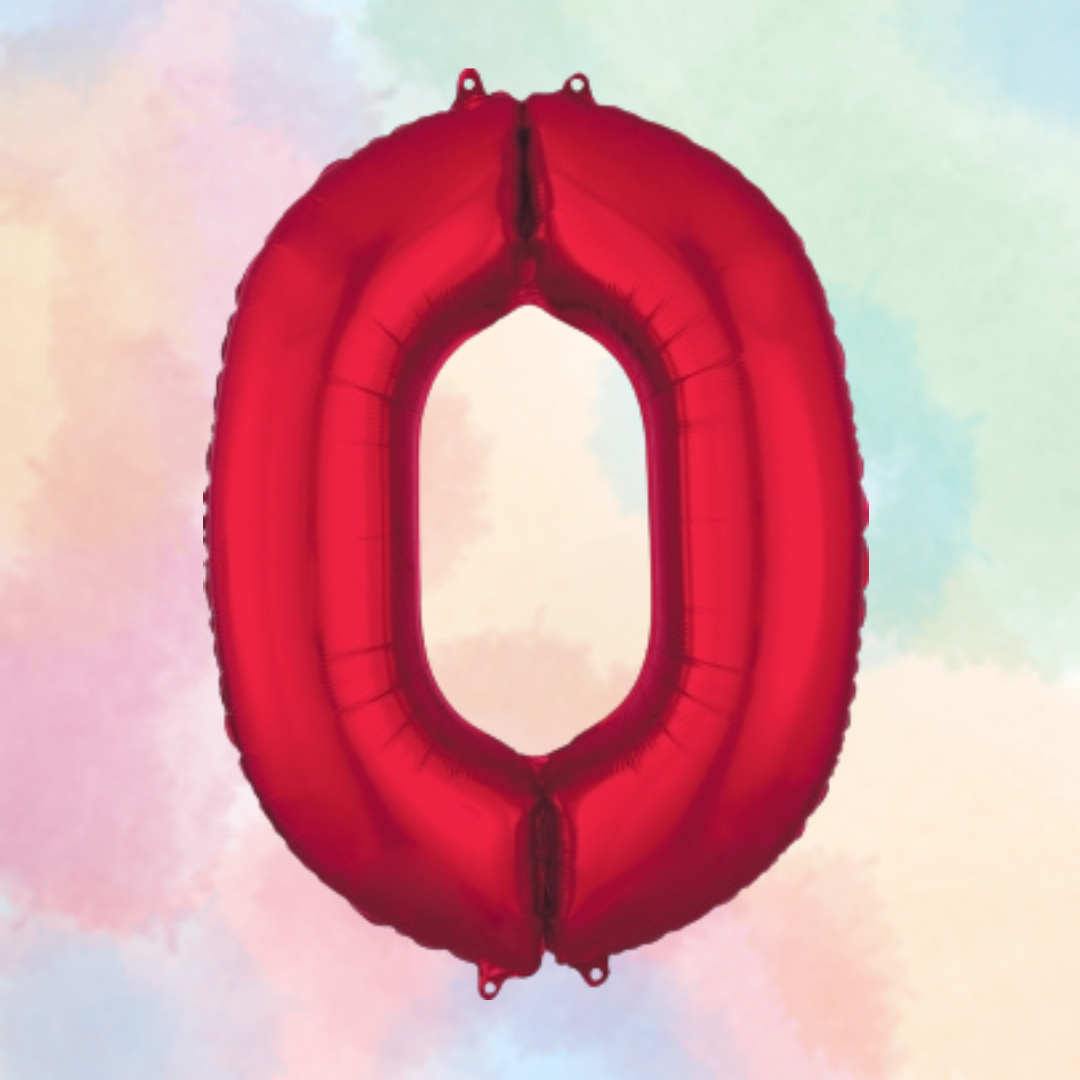 FOIL BALLOON LARGE RED ZERO 0