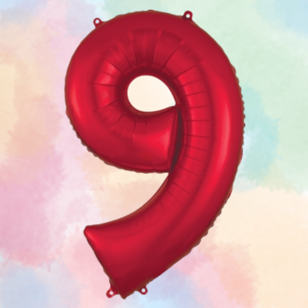 FOIL BALLOON LARGE RED NINE 9