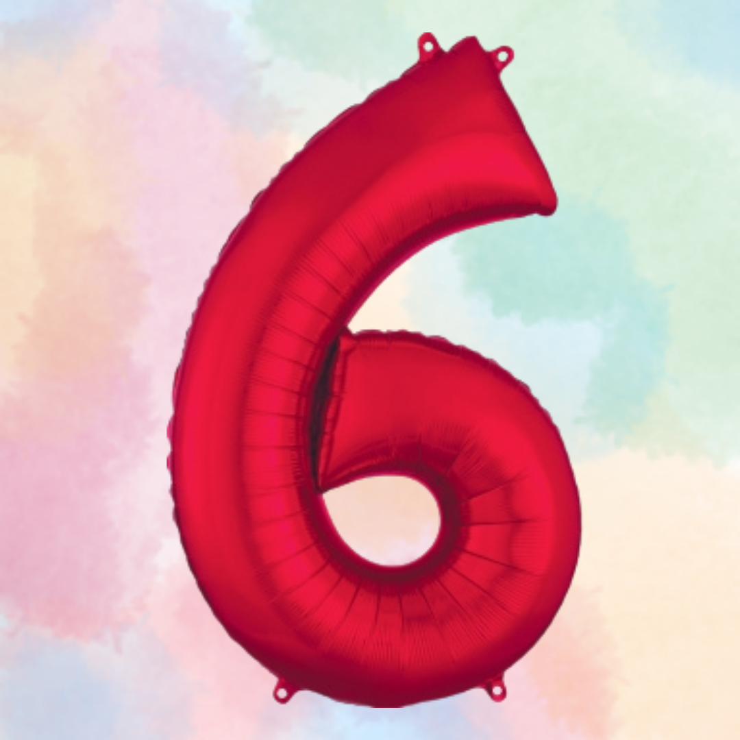 FOIL BALLOON LARGE RED SIX 6