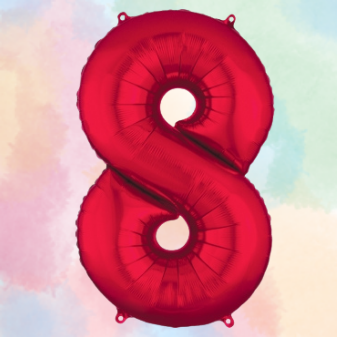 FOIL BALLOON LARGE RED EIGHT 8