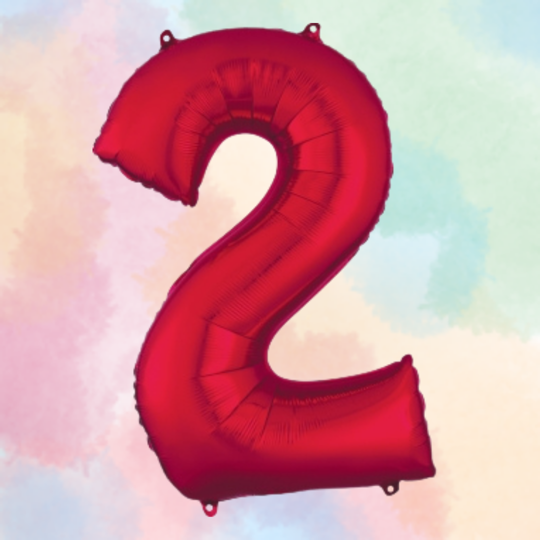 FOIL BALLOON LARGE RED TWO 2
