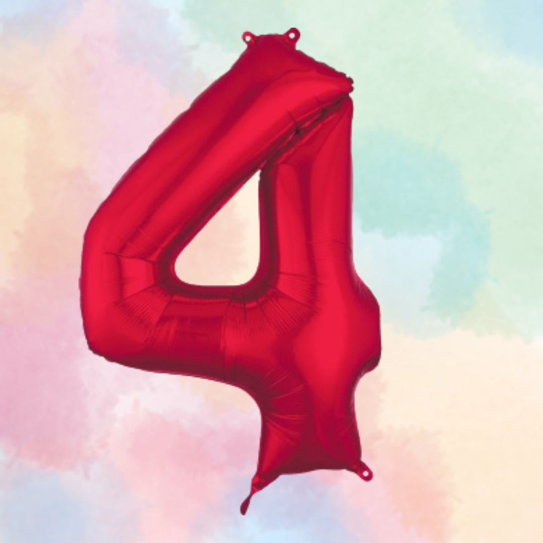 FOIL BALLOON LARGE RED FOUR 4