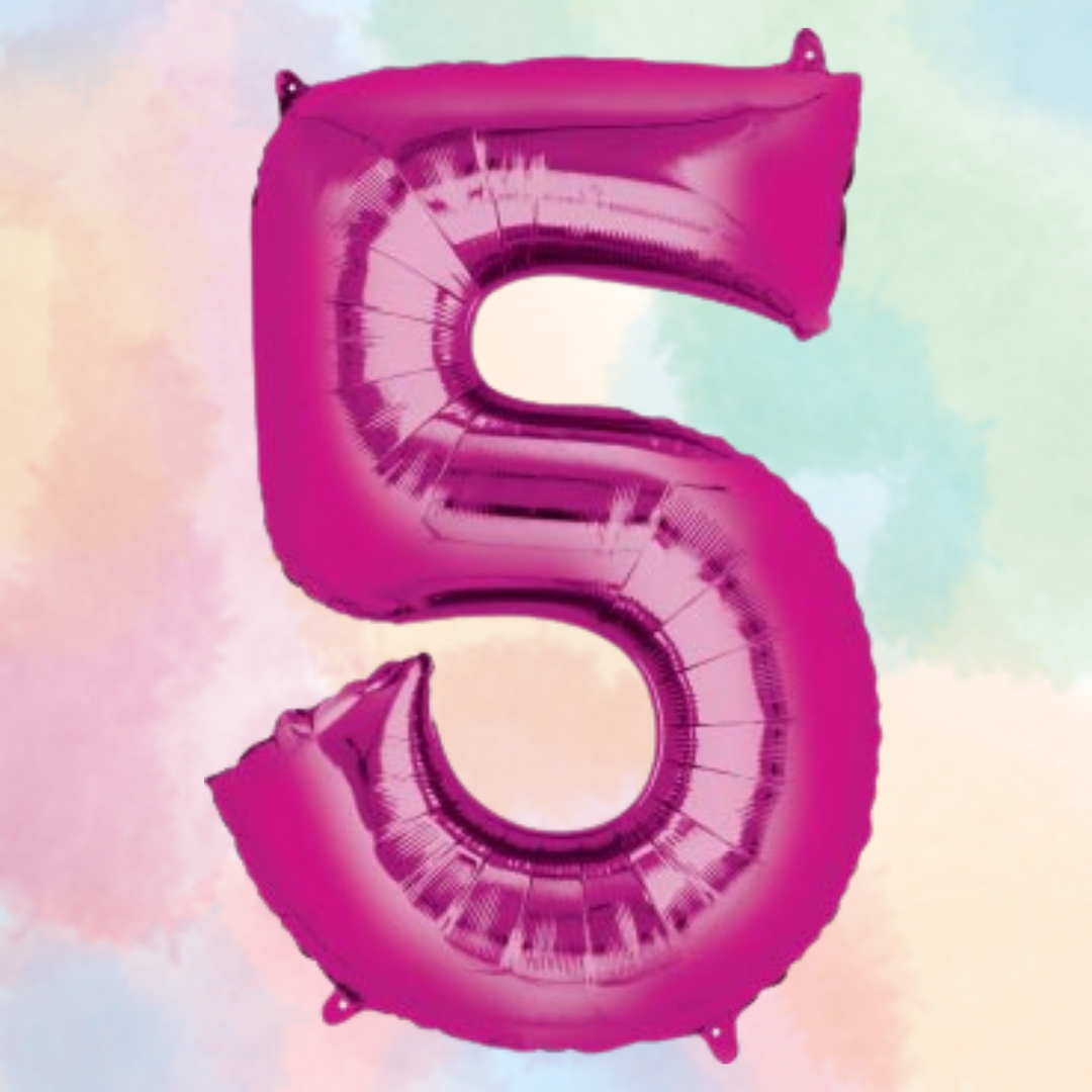 FOIL BALLOON LARGE CERISE PINK FIVE 5