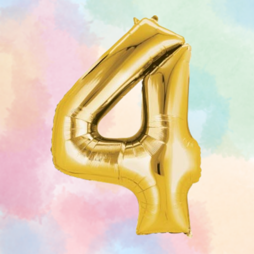 FOIL BALLOON LARGE YELLOW GOLD FOUR 4