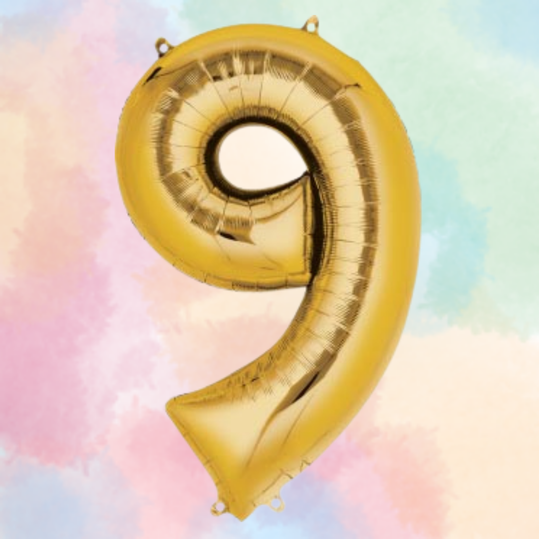 FOIL BALLOON LARGE YELLOW GOLD NINE 9