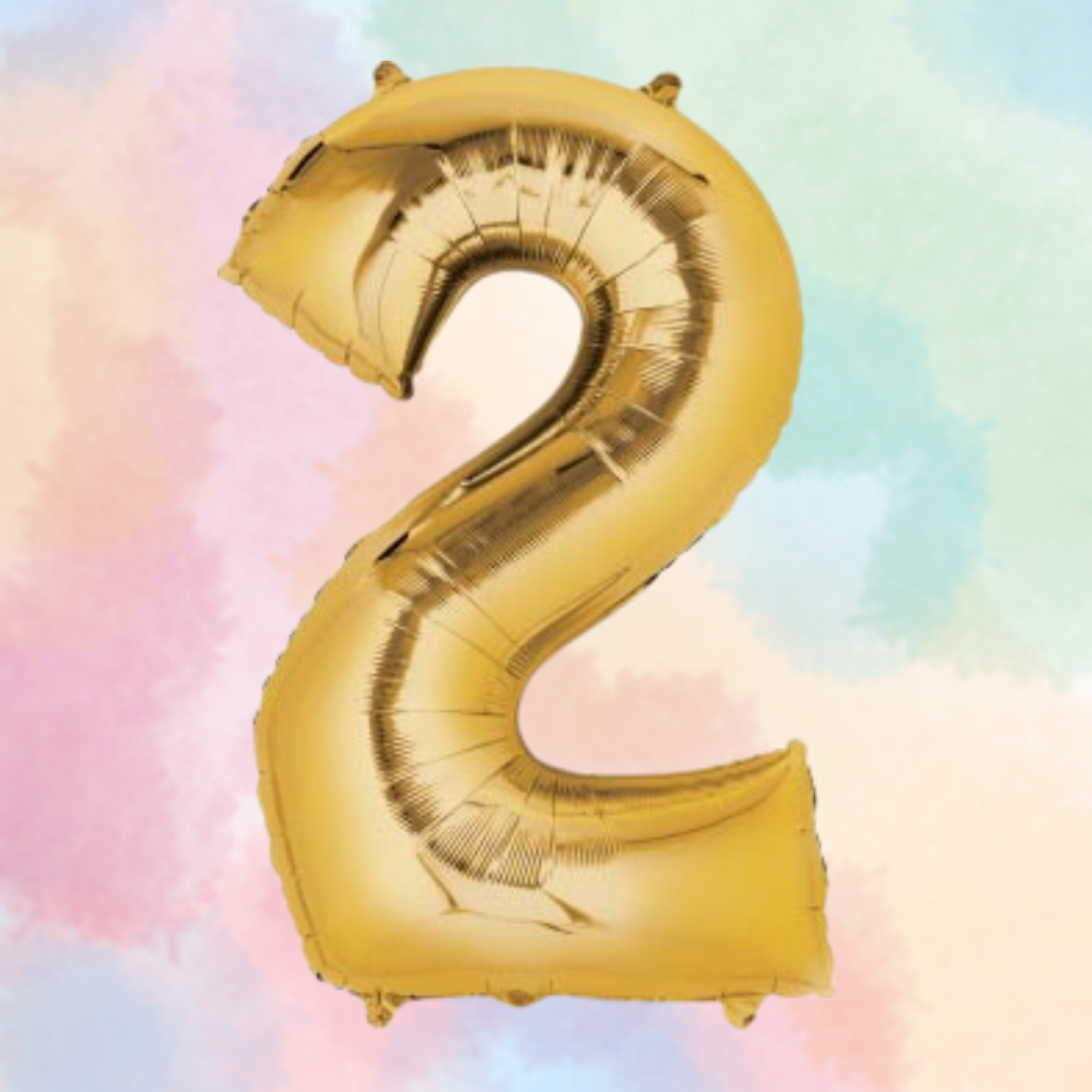 FOIL BALLOON LARGE YELLOW GOLD TWO 2