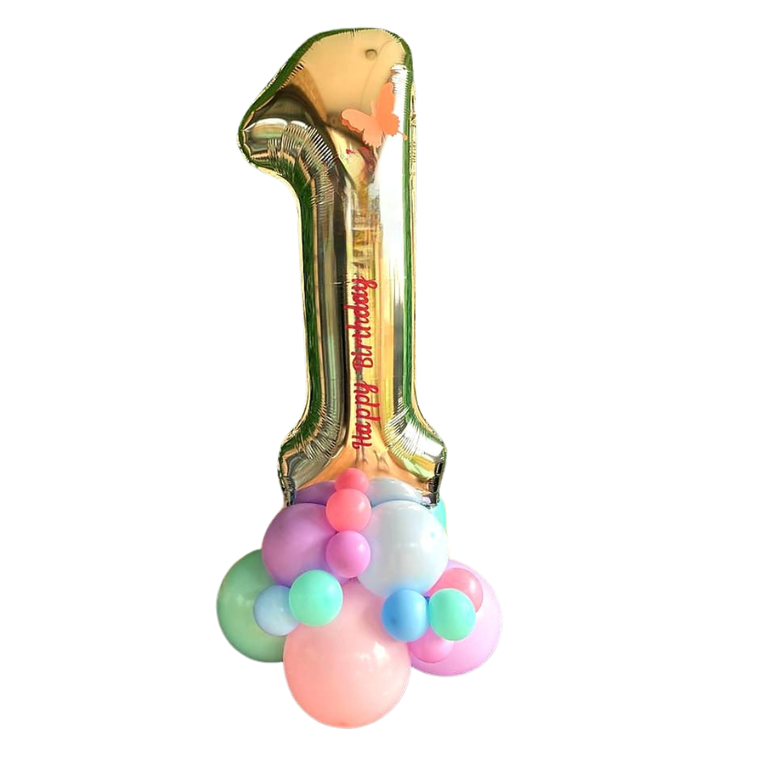 LILY BALLOON BOUQUET Foil number balloon bouquet with personalization Birthday decor, baby shower, bridal shower