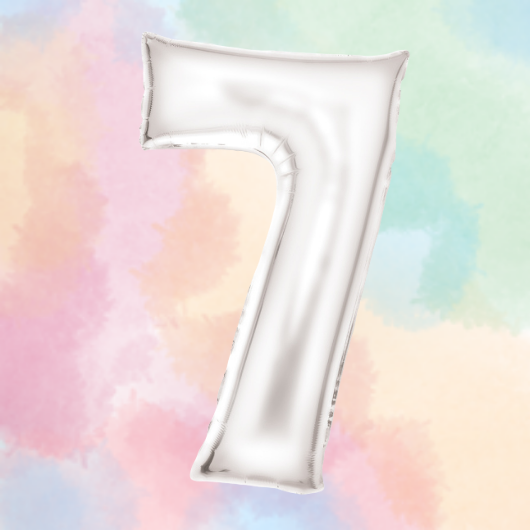 FOIL BALLOON LARGE SILK WHITE SEVEN 7