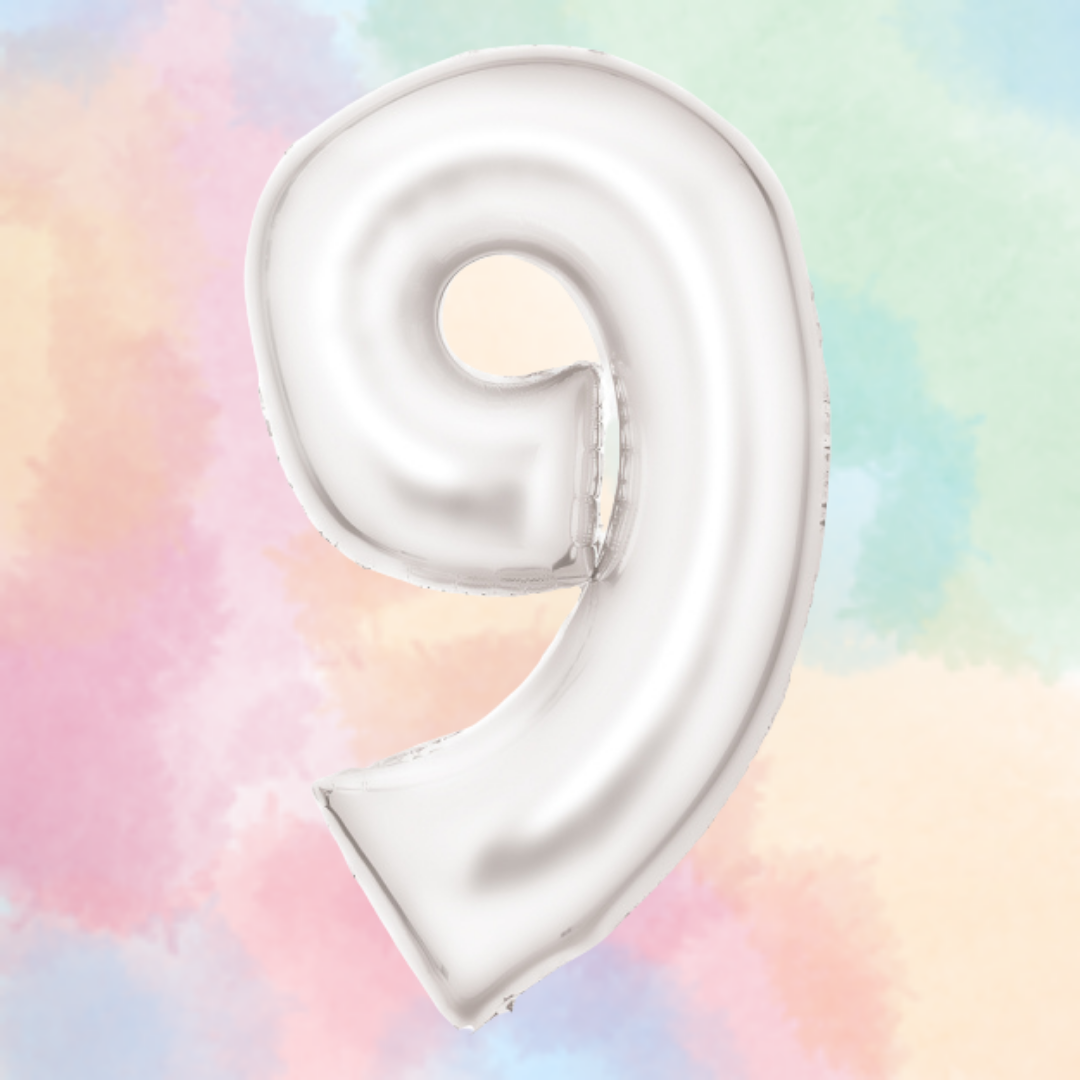 FOIL BALLOON LARGE SILK WHITE NINE 9