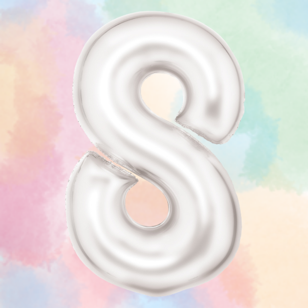 FOIL BALLOON LARGE SILK WHITE EIGHT 8