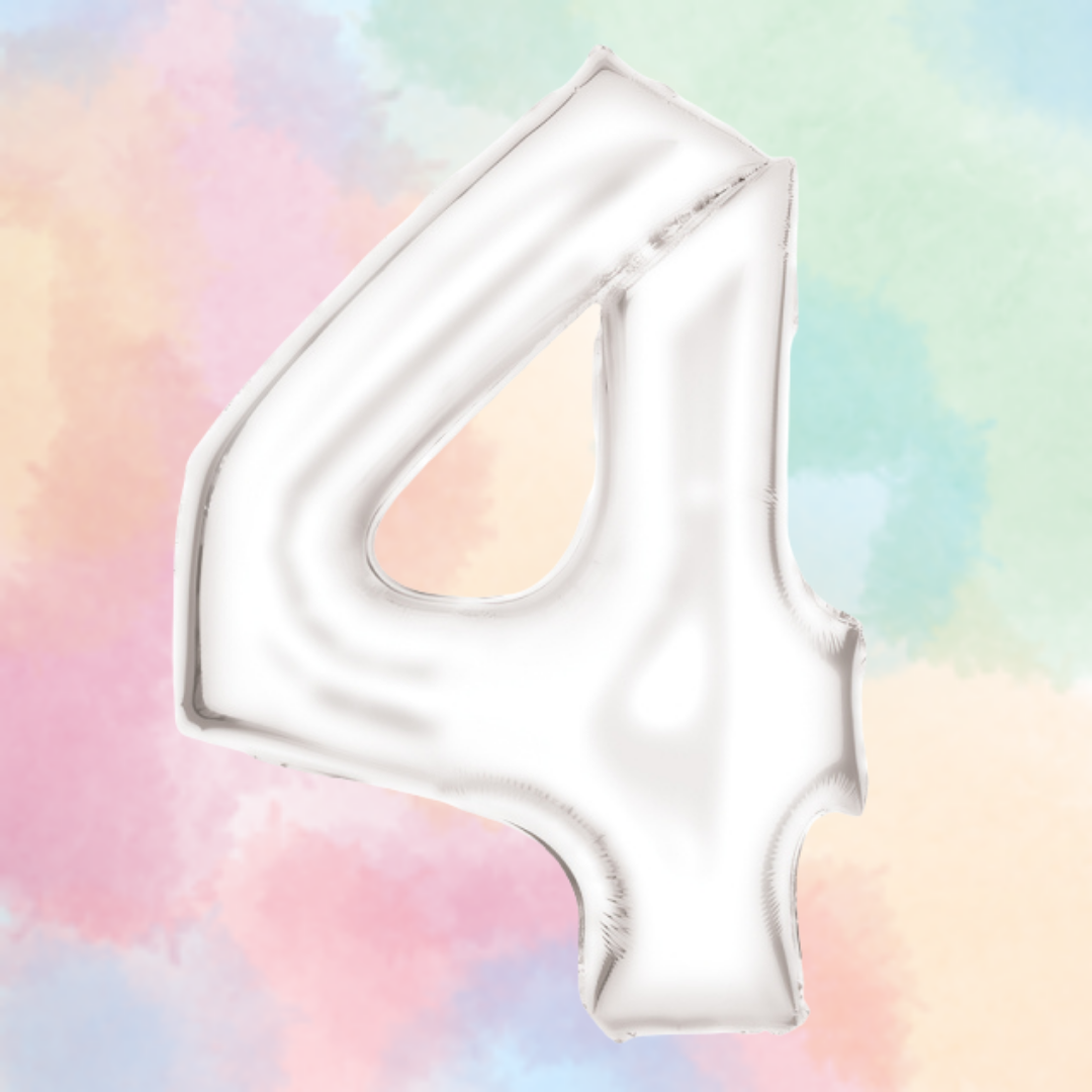 FOIL BALLOON LARGE SILK WHITE FOUR 4