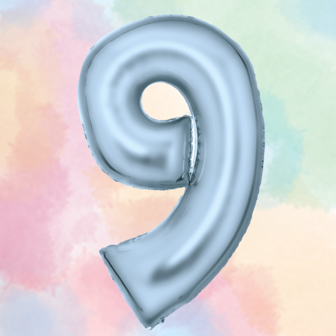 FOIL BALLOON LARGE PASTEL BLUE NINE 9