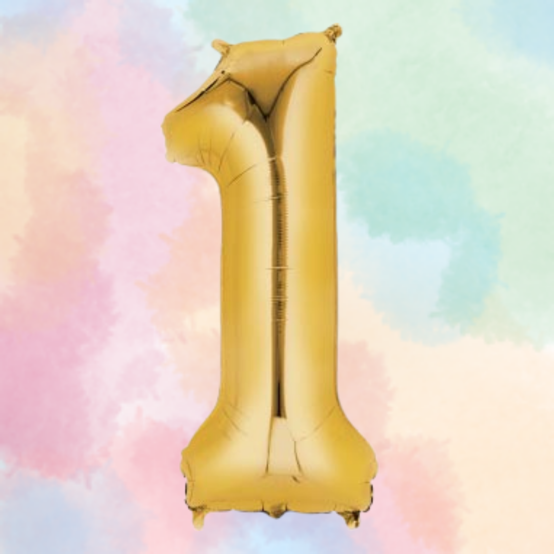FOIL BALLOON LARGE YELLOW GOLD ONE 1