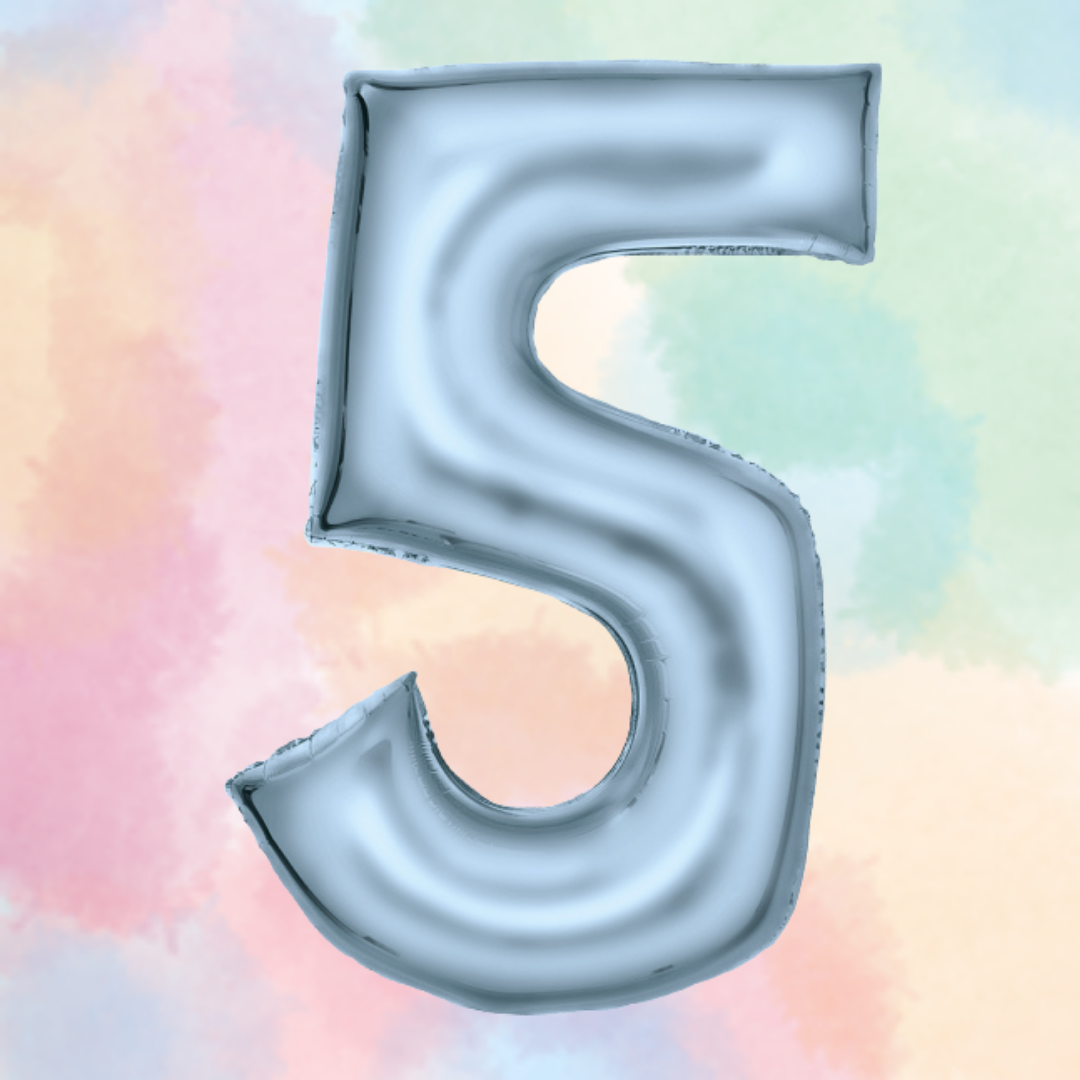 FOIL BALLOON LARGE PASTEL BLUE FIVE 5