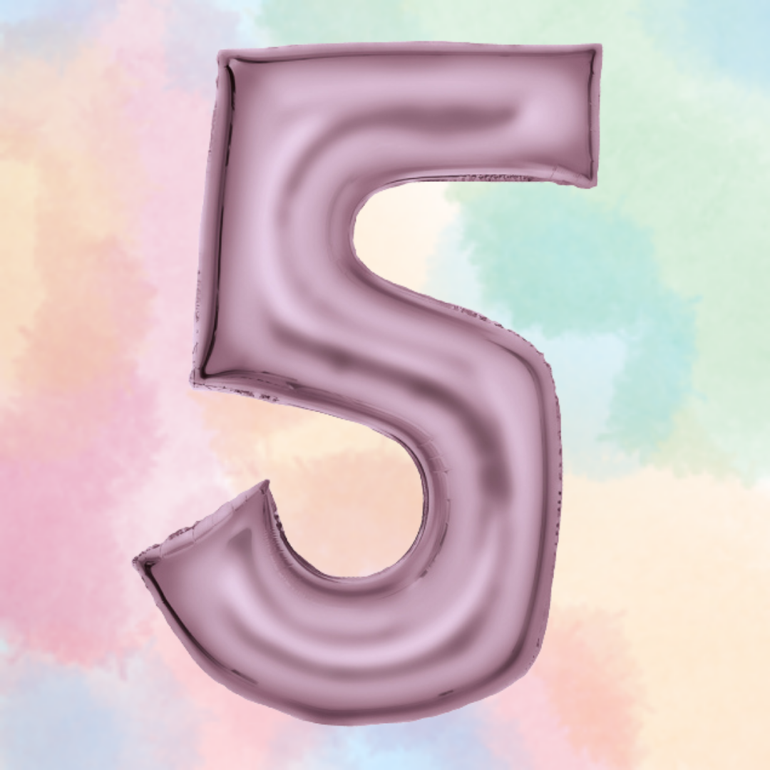 FOIL BALLOON LARGE PASTEL PINK FIVE 5