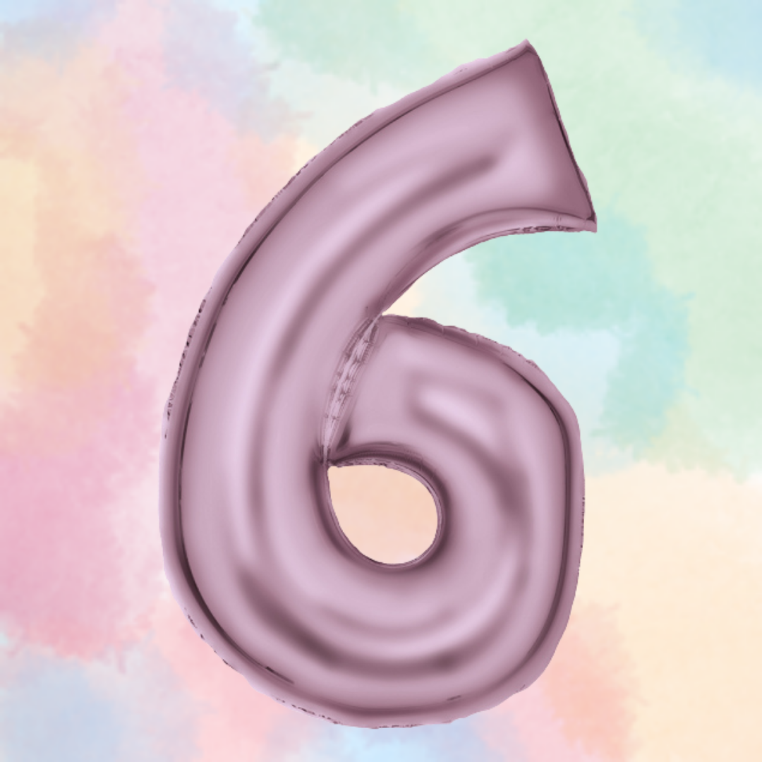 FOIL BALLOON LARGE PASTEL PINK SIX 6