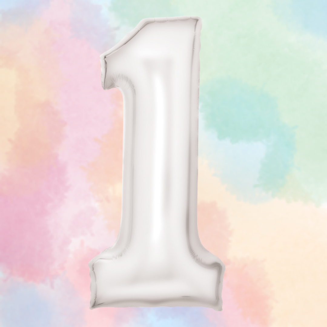 FOIL BALLOON LARGE SILK WHITE ONE 1