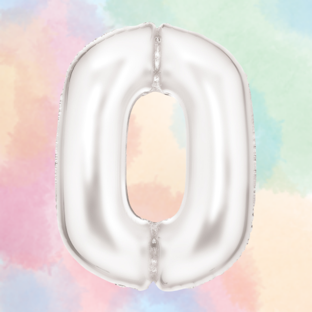 FOIL BALLOON LARGE SILK WHITE ZERO 0