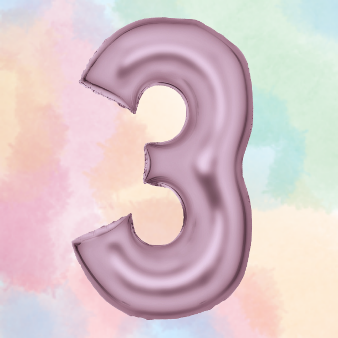 FOIL BALLOON LARGE PASTEL PINK THREE 3