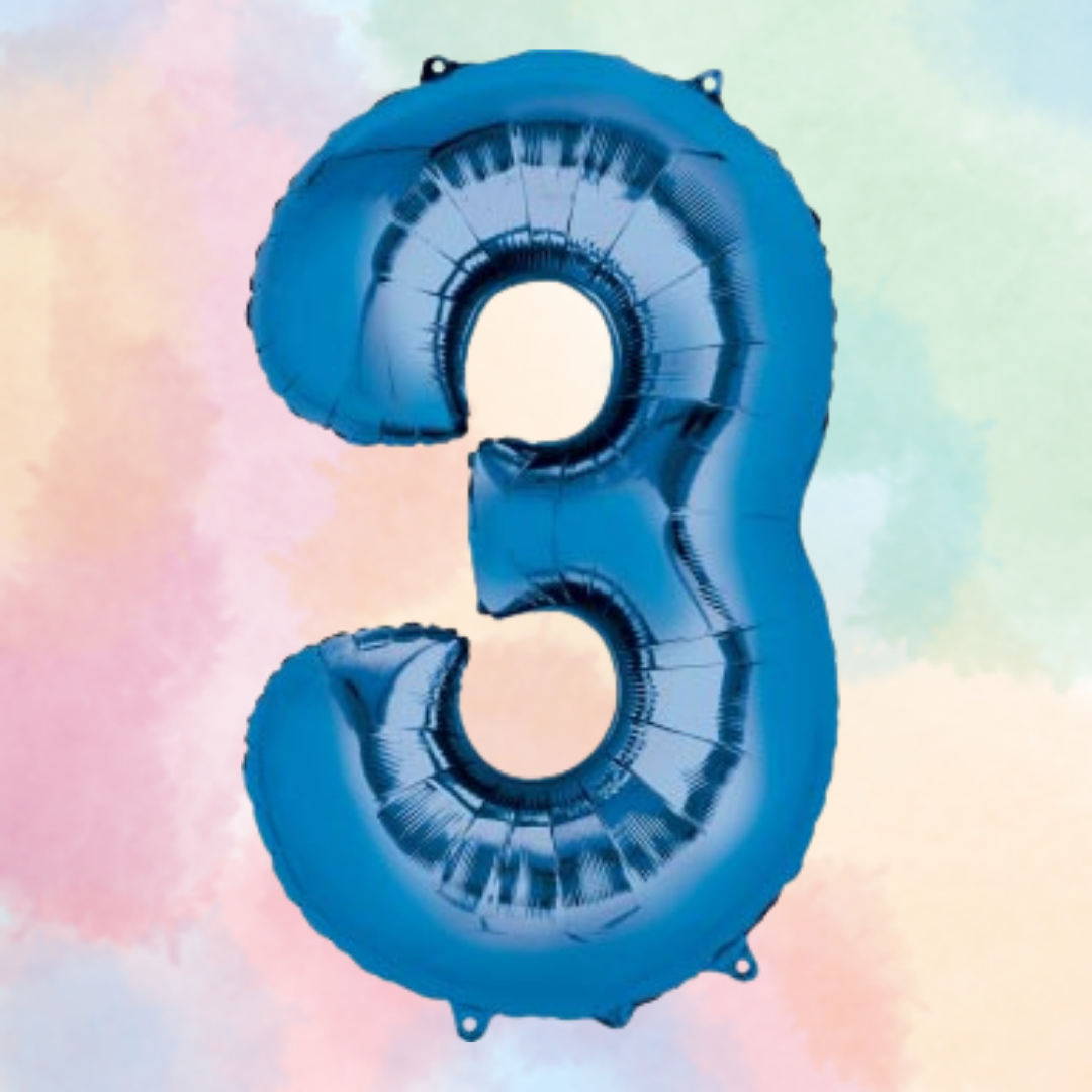FOIL BALLOON LARGE BLUE THREE 3