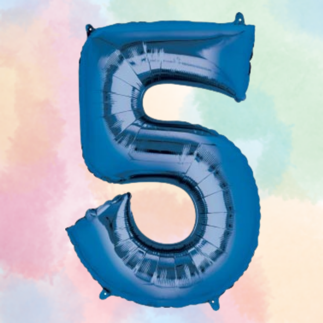 FOIL BALLOON LARGE BLUE FIVE 5