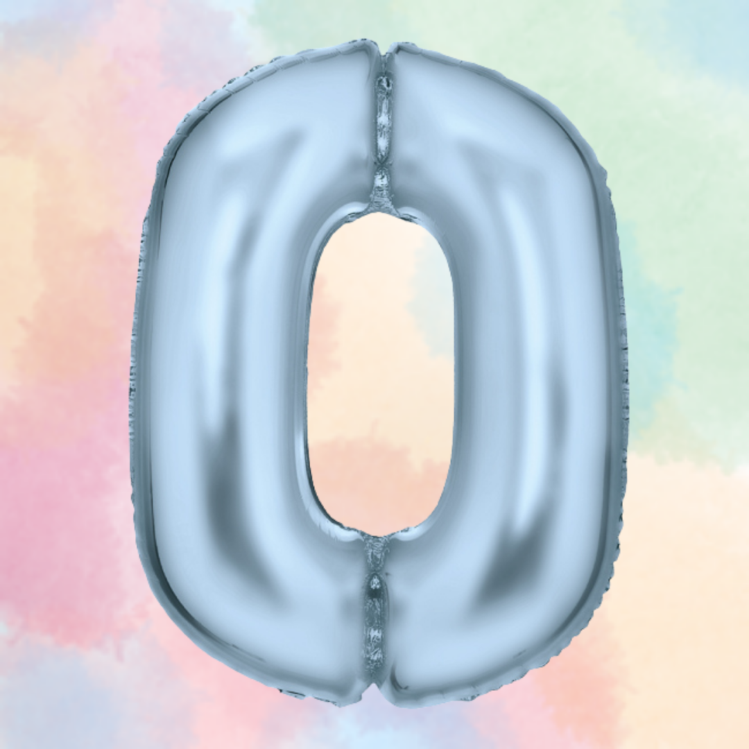 FOIL BALLOON LARGE PASTEL BLUE ZERO 0