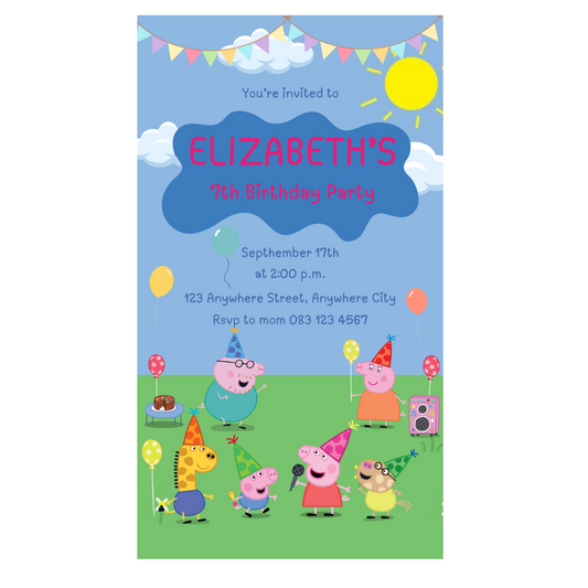 Digital Invite Peppa Pig Blue