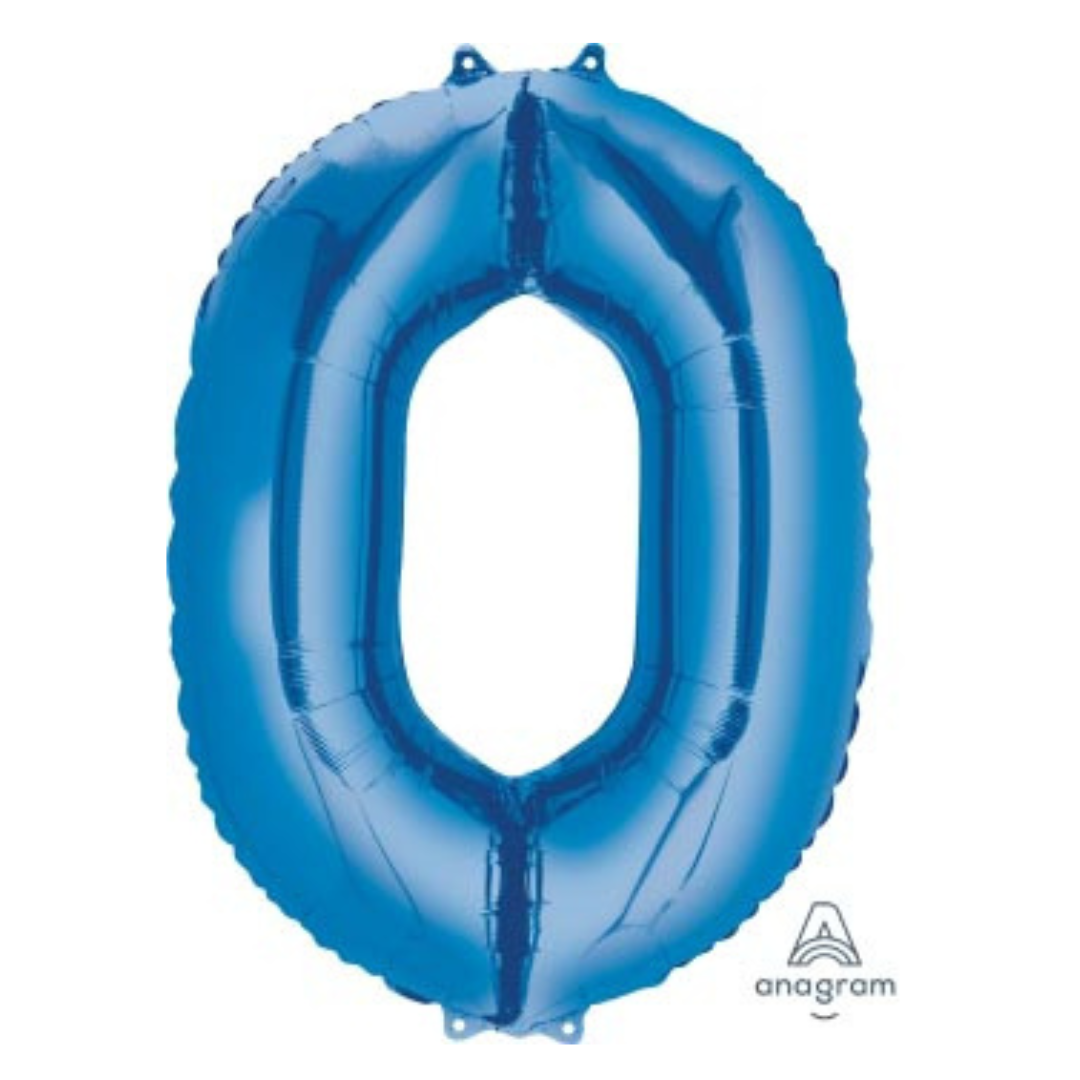 FOIL BALLOON LARGE BLUE ZERO 0