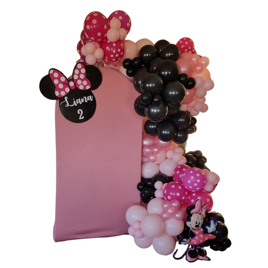 MINNIE MOUSE CHIARA BACKDROP with balloon garland