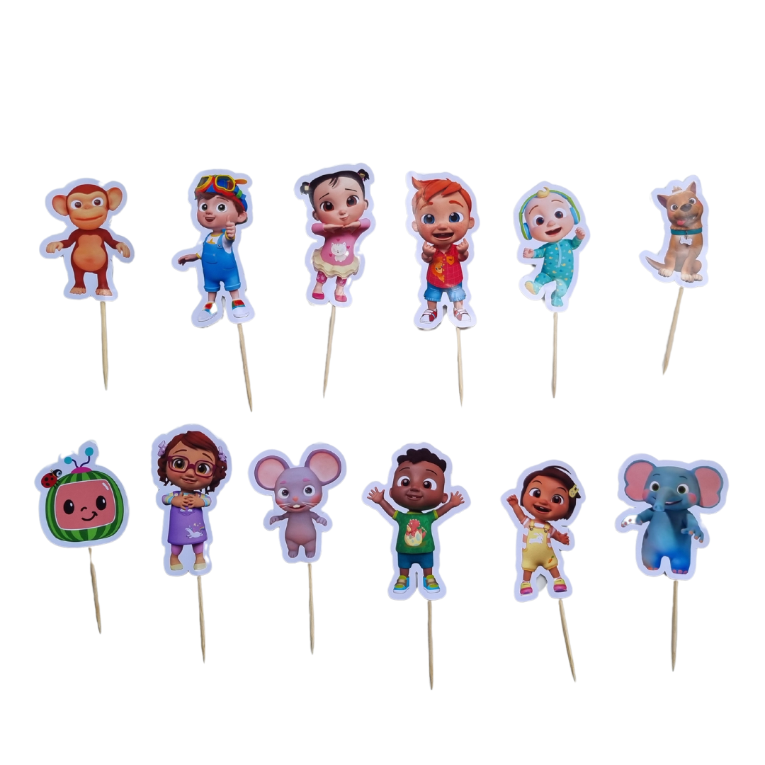 COCOMELON CUPCAKE TOPPER SET OF 12 birthday party themed decor