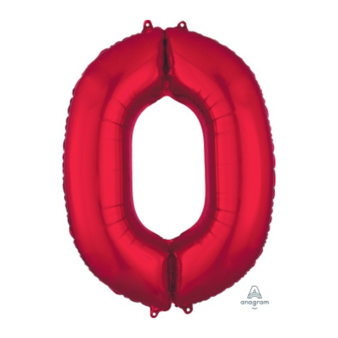 FOIL BALLOON LARGE RED ZERO 0