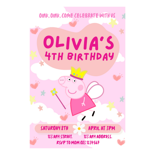 Digital Invite Peppa Pig Princess