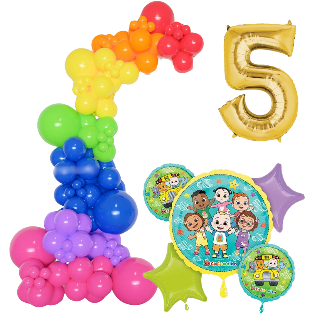 Cocomelon Themed Rainbow Balloon Garland Kit Number 5