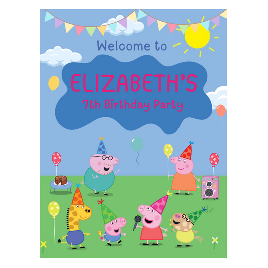Welcome Board Peppa Pig Blue