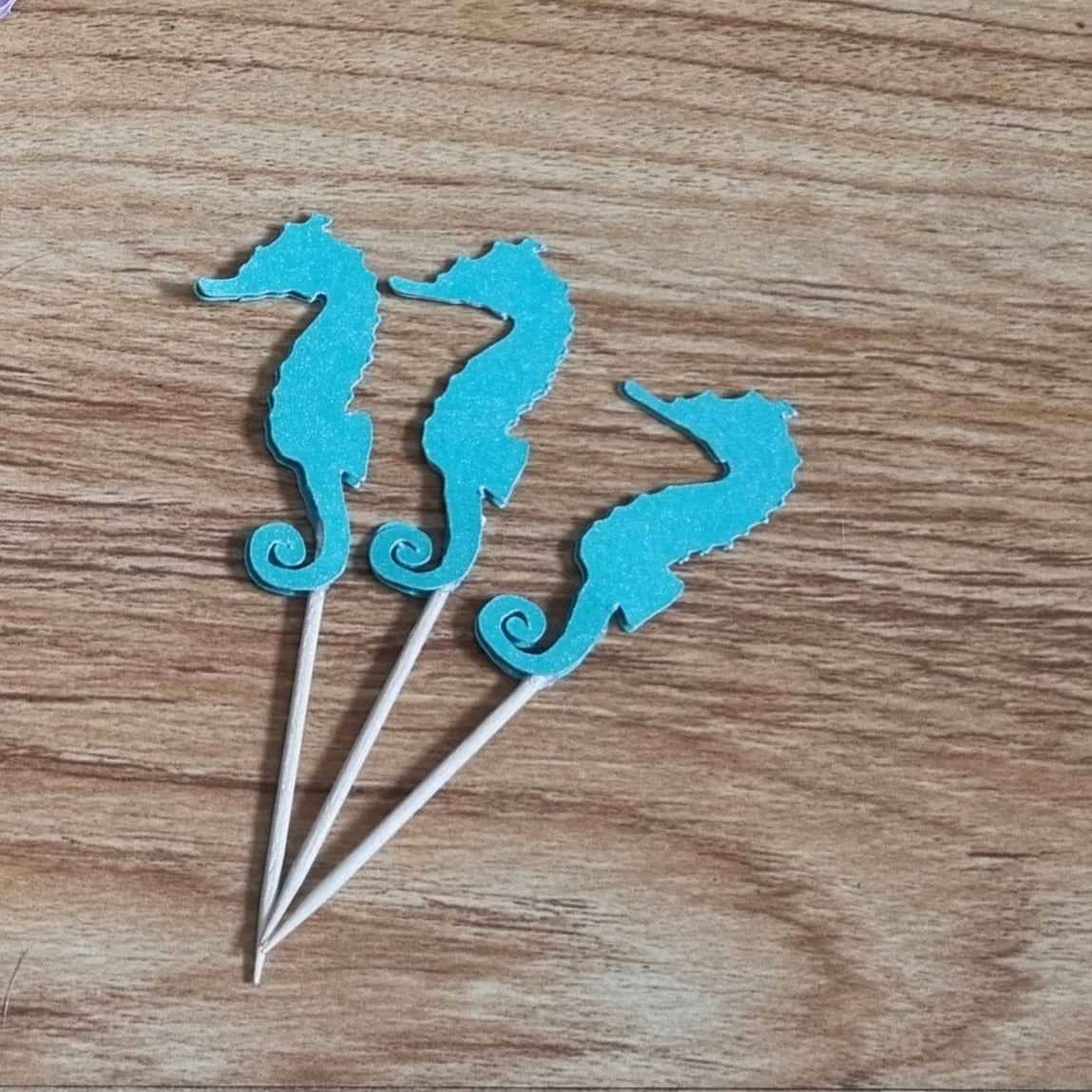 SEAHORSE CUPCAKE TOPPER SET OF 12 birthday party themed decor