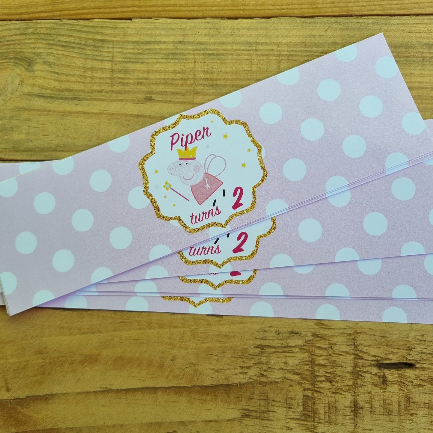 PEPPA PIG BOTTEL LABELS SET OF 4 birthday party themed decor personalized with name and age
