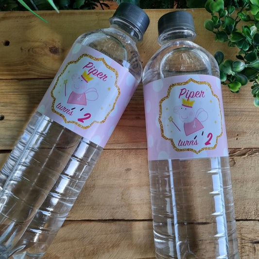 Peppa Pig Bottle Labels  Princess Pink