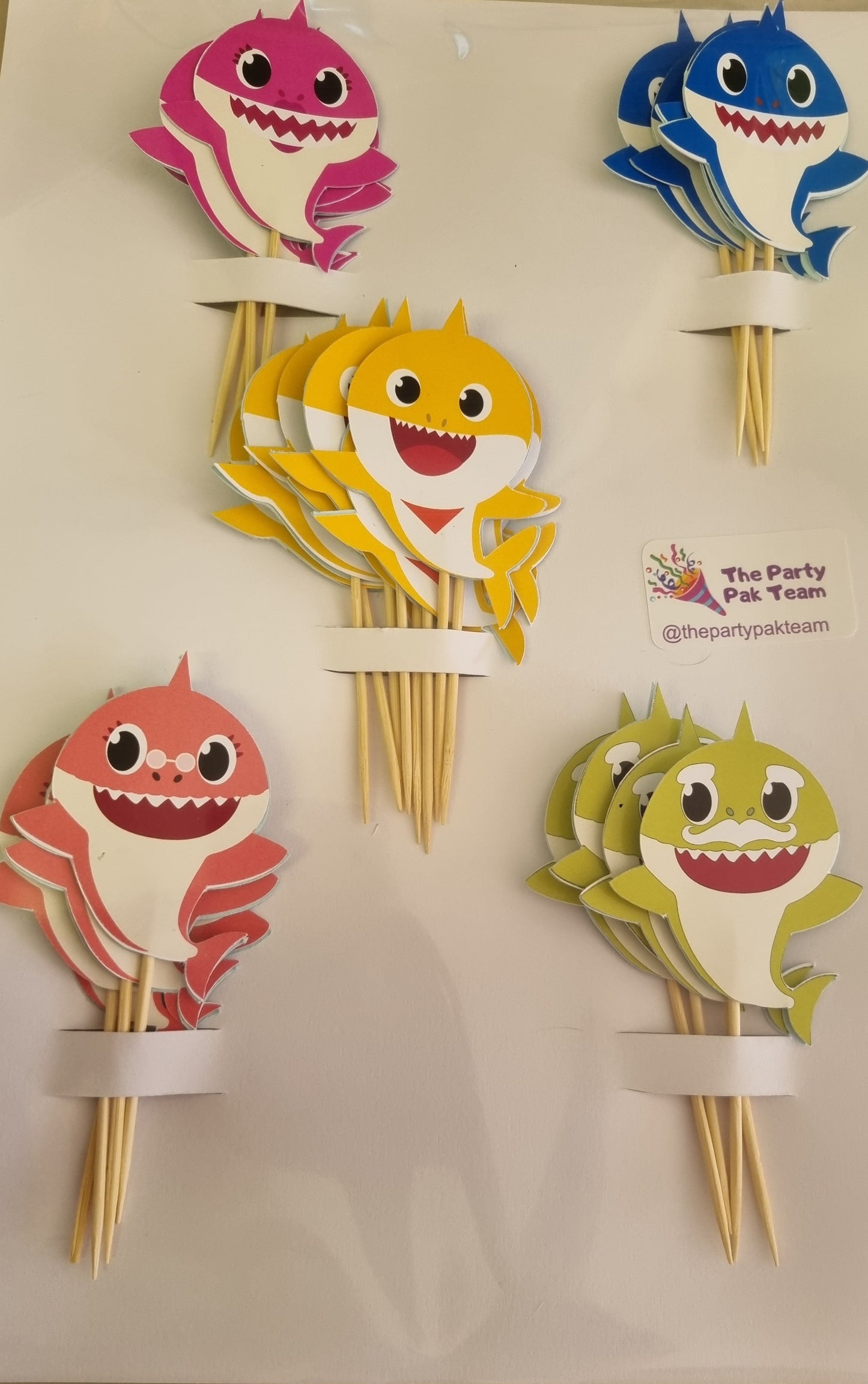 BABY SHARK CUPCAKE TOPPER SET OF 12 birthday party themed decor