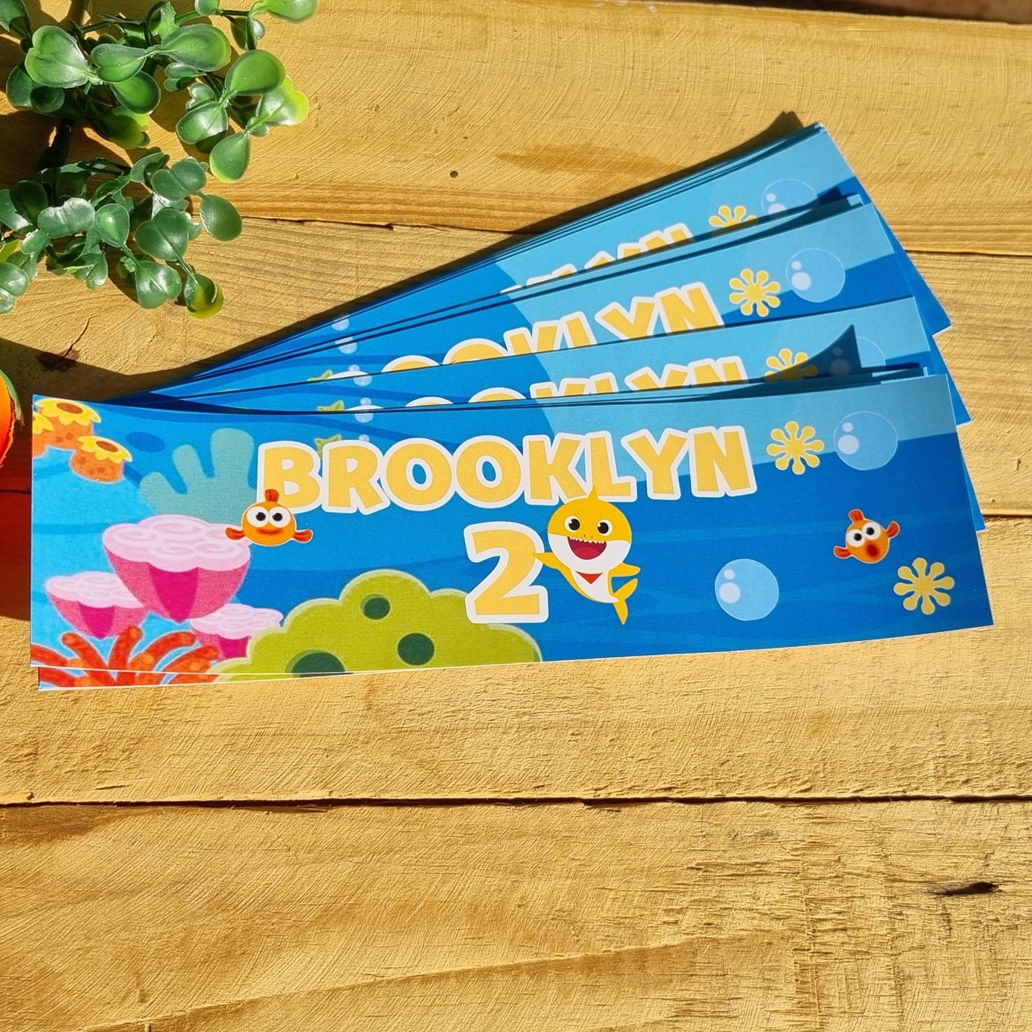 BABY SHARK BOTTEL LABELS SET OF 4 birthday party themed decor personalized with name and age