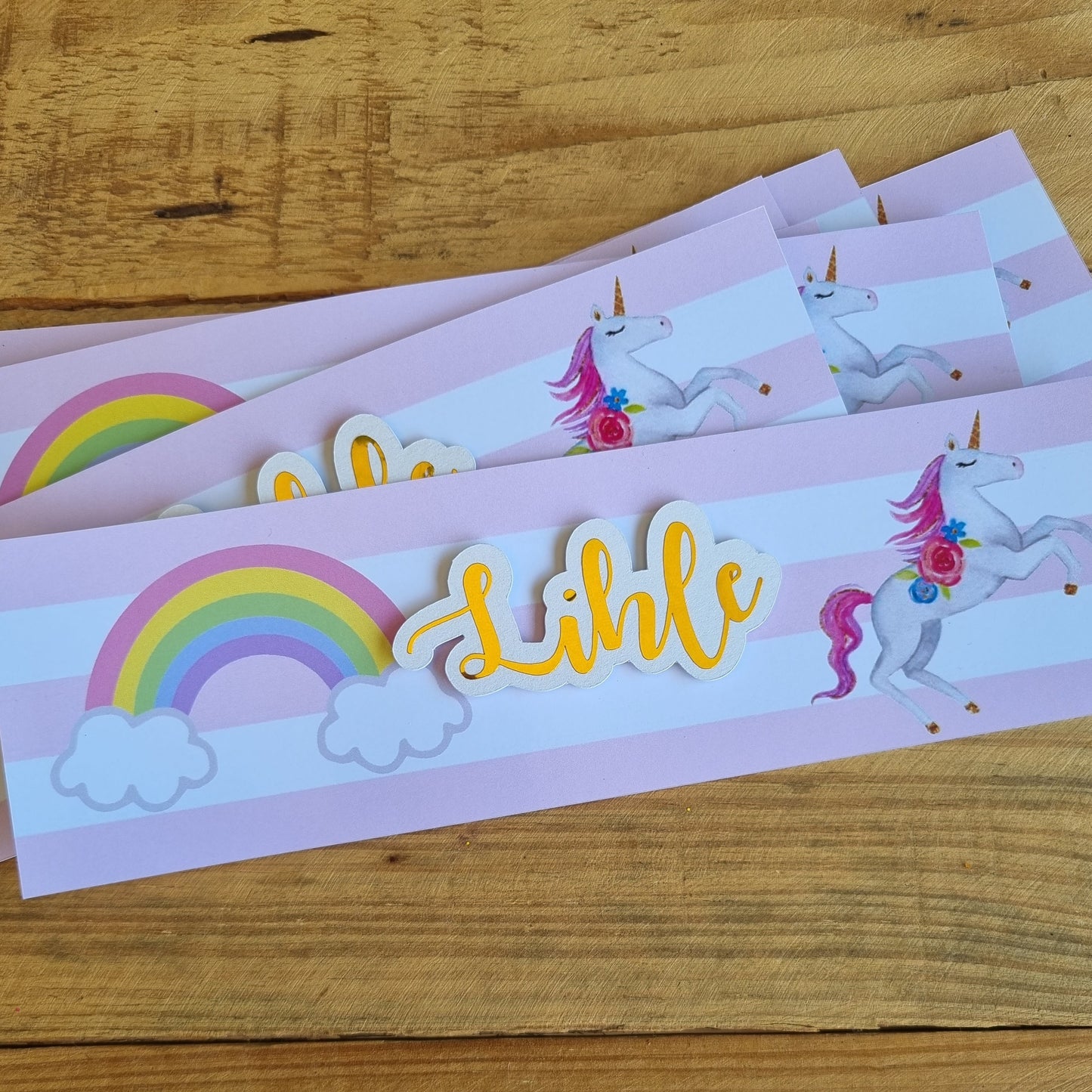 UNICORN BOTTEL LABELS SET OF 4 birthday party themed decor personalized with name and age