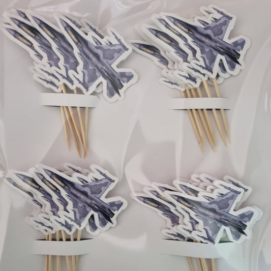 FIGHTER JET CUPCAKE MINI TOPPERS |Personalized Party Decor South Africa