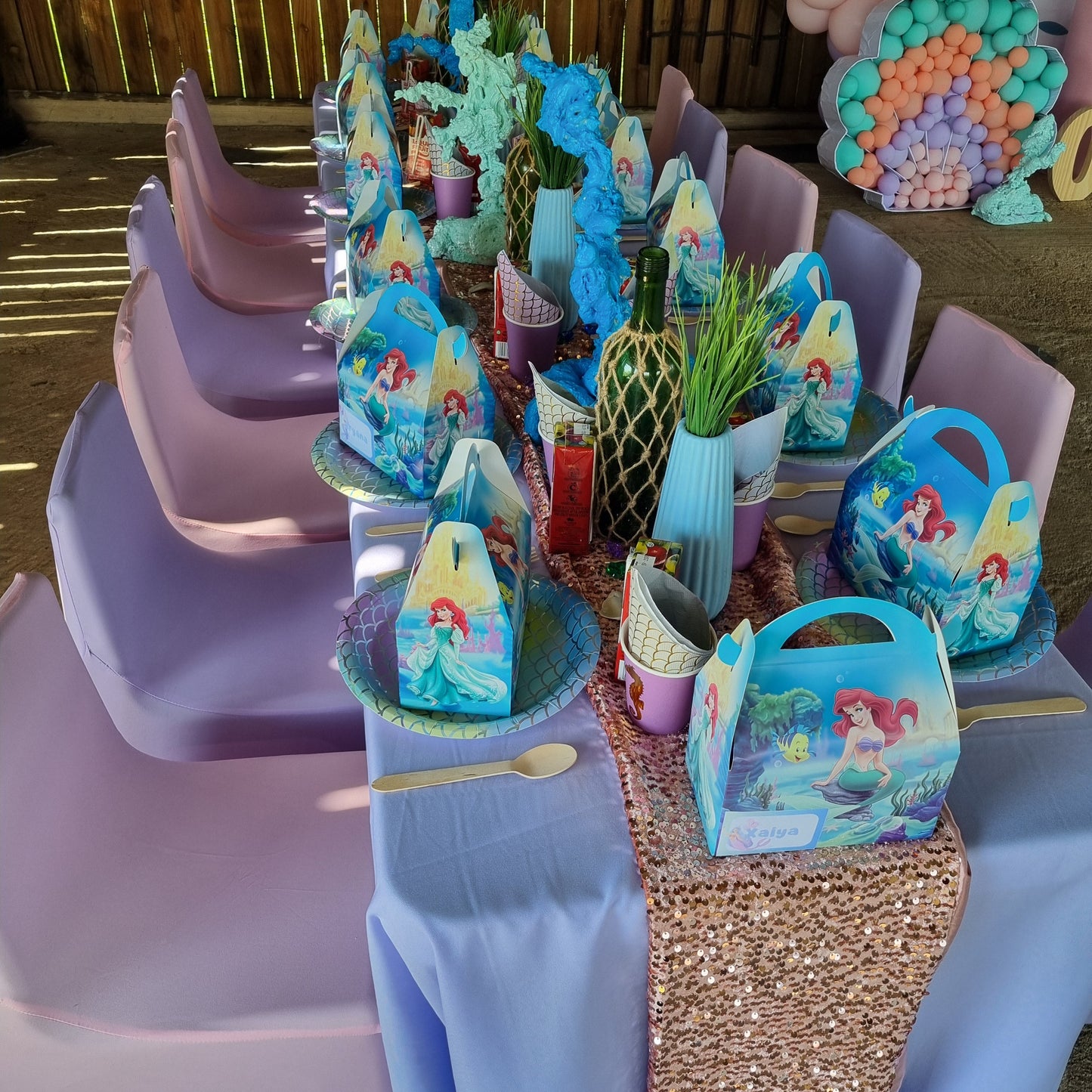 Kiddies Table and Chair Setup for 6, personalized kiddies birthday party themed decor party customized