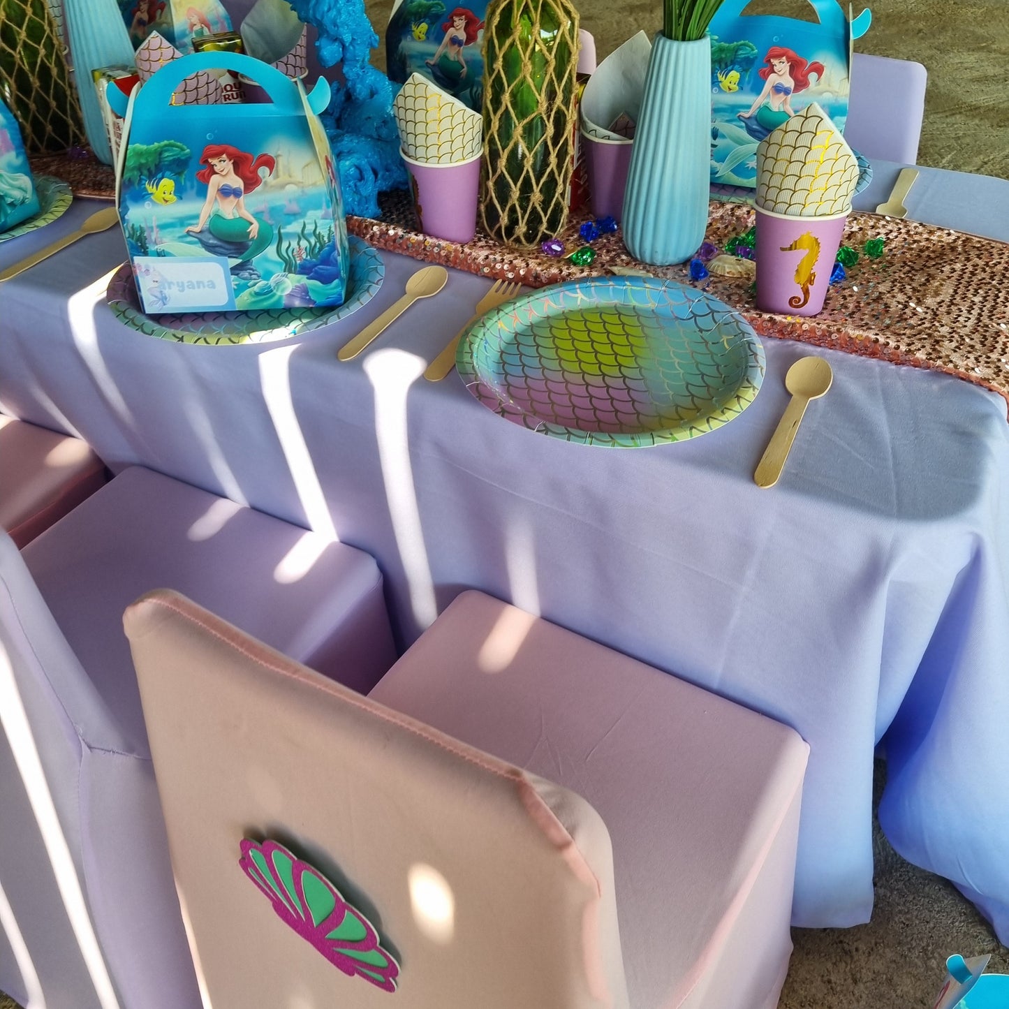 Kiddies Table and Chair Setup for 6, personalized kiddies birthday party themed decor party customized