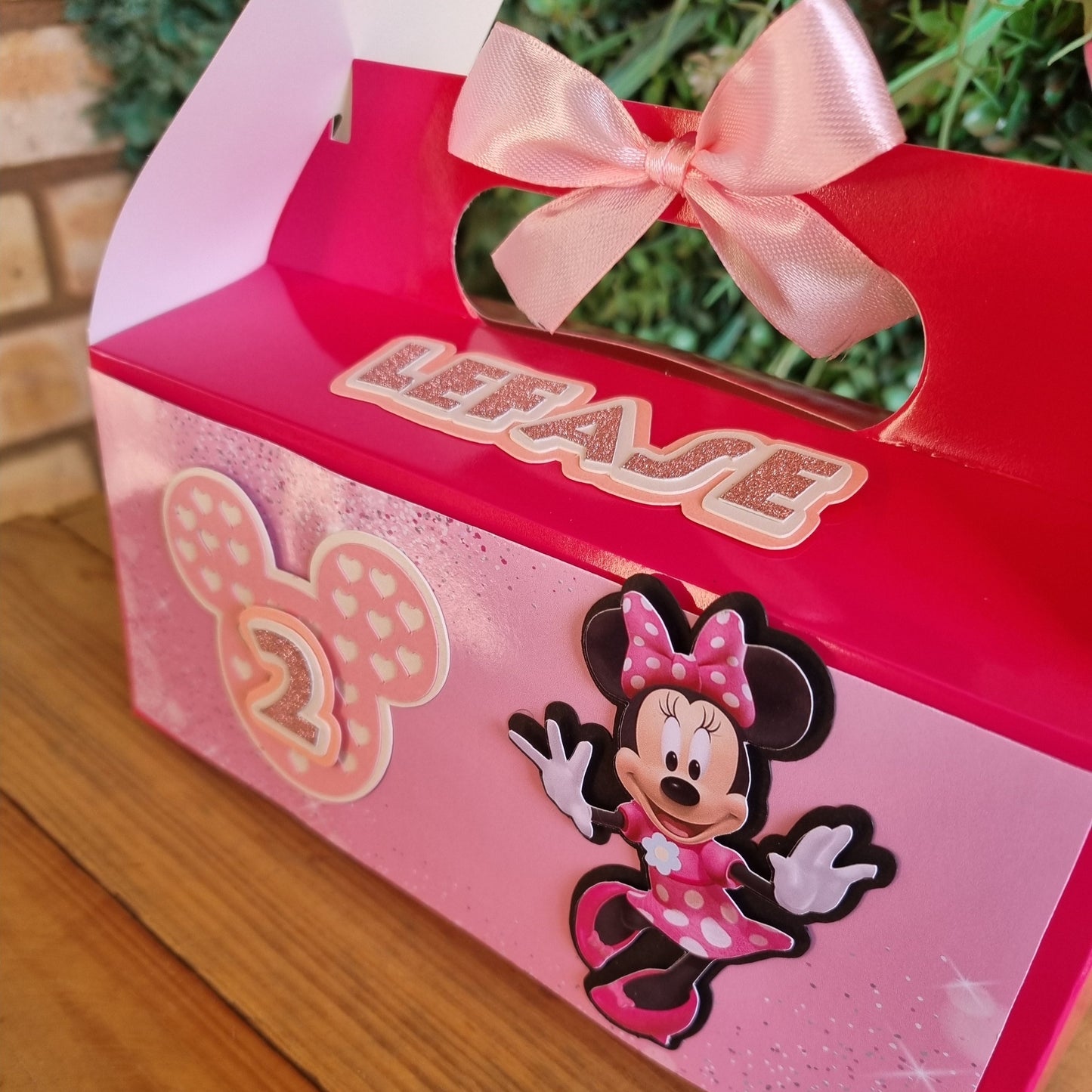 MINNIE MOUSE PARTY PACK C PINK AND BLACK 5 BOXES only, personalized kiddies birthday party themed decor party boxes customized (Copy) (Copy)