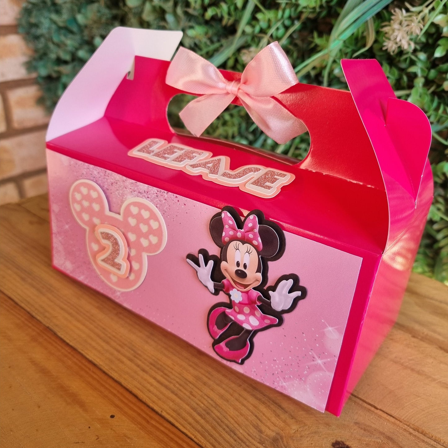 MINNIE MOUSE PARTY PACK C PINK AND BLACK 5 BOXES only, personalized kiddies birthday party themed decor party boxes customized (Copy) (Copy)